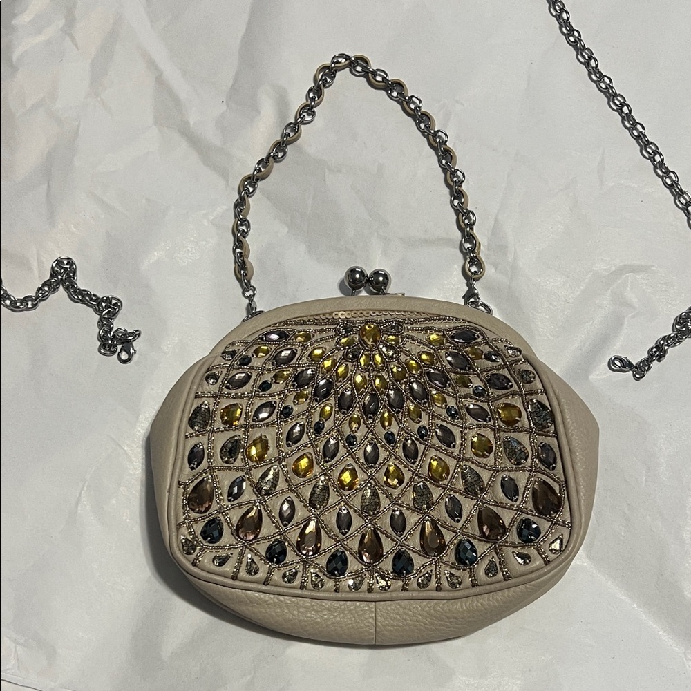 Brighton Elegant Beige and Gold Embellished Women's Bag